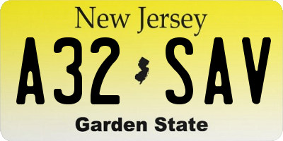 NJ license plate A32SAV
