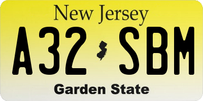 NJ license plate A32SBM