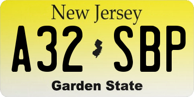 NJ license plate A32SBP