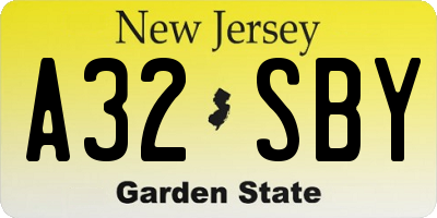 NJ license plate A32SBY