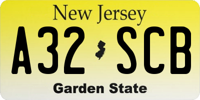 NJ license plate A32SCB