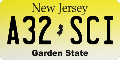 NJ license plate A32SCI