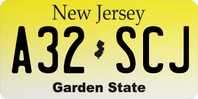 NJ license plate A32SCJ