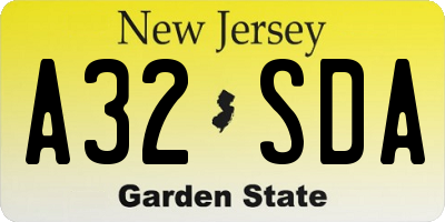 NJ license plate A32SDA