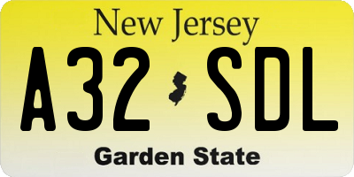 NJ license plate A32SDL