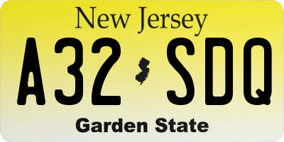 NJ license plate A32SDQ