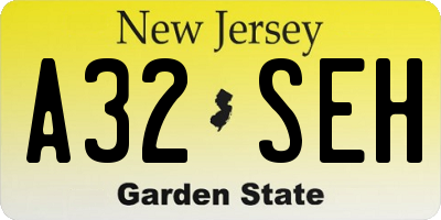 NJ license plate A32SEH