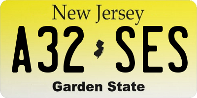 NJ license plate A32SES