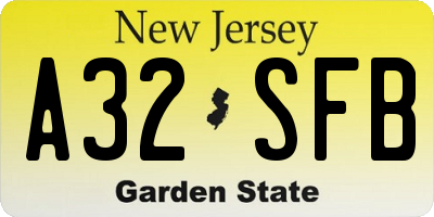 NJ license plate A32SFB