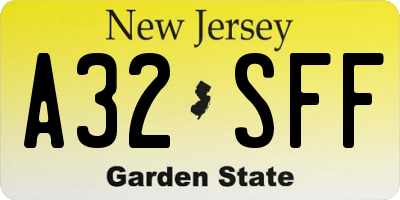 NJ license plate A32SFF