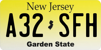 NJ license plate A32SFH