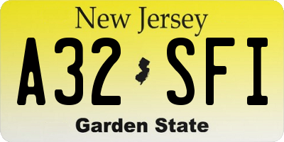 NJ license plate A32SFI