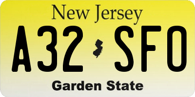 NJ license plate A32SFO