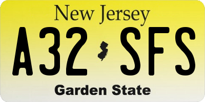 NJ license plate A32SFS