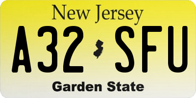 NJ license plate A32SFU