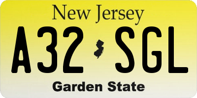 NJ license plate A32SGL