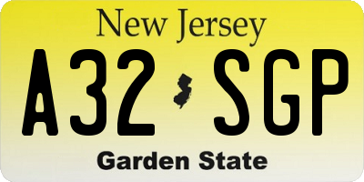 NJ license plate A32SGP