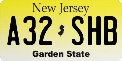 NJ license plate A32SHB