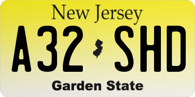 NJ license plate A32SHD
