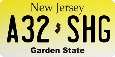 NJ license plate A32SHG