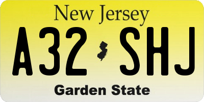 NJ license plate A32SHJ