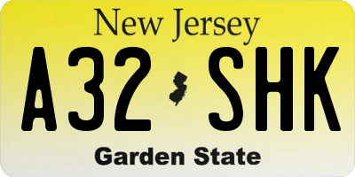 NJ license plate A32SHK