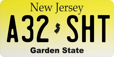 NJ license plate A32SHT
