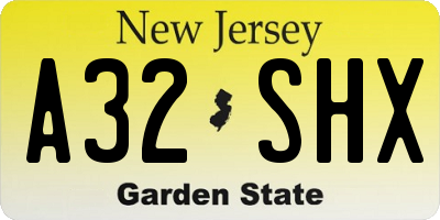 NJ license plate A32SHX