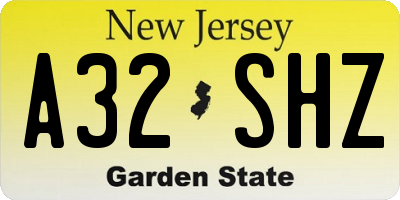 NJ license plate A32SHZ