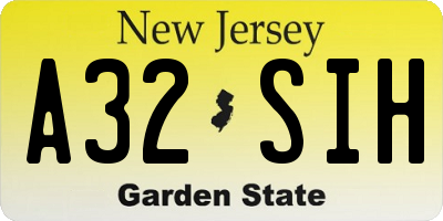 NJ license plate A32SIH