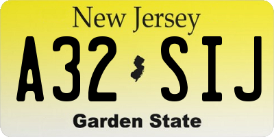 NJ license plate A32SIJ