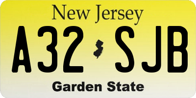 NJ license plate A32SJB