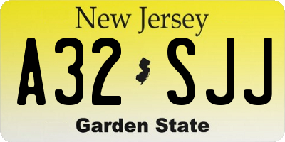 NJ license plate A32SJJ