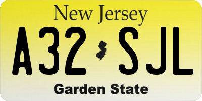 NJ license plate A32SJL