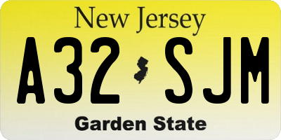 NJ license plate A32SJM