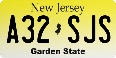 NJ license plate A32SJS
