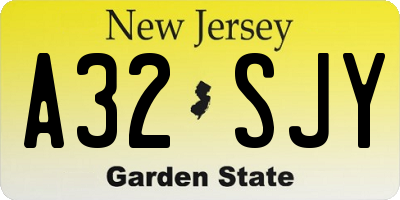 NJ license plate A32SJY