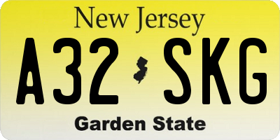 NJ license plate A32SKG