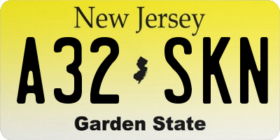 NJ license plate A32SKN