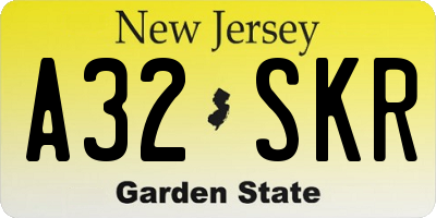 NJ license plate A32SKR