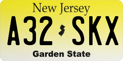 NJ license plate A32SKX