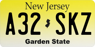NJ license plate A32SKZ