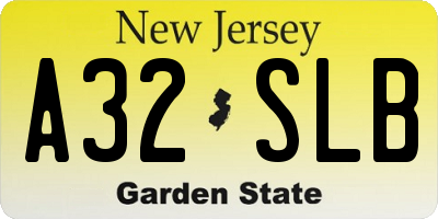 NJ license plate A32SLB