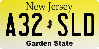 NJ license plate A32SLD