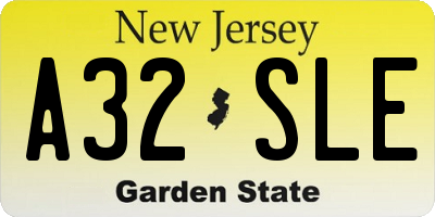 NJ license plate A32SLE
