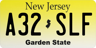 NJ license plate A32SLF