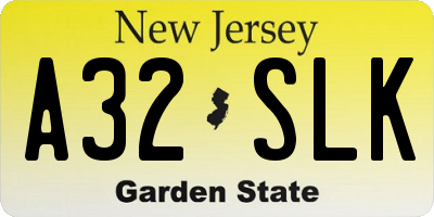 NJ license plate A32SLK