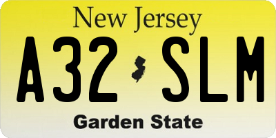 NJ license plate A32SLM
