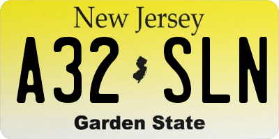 NJ license plate A32SLN