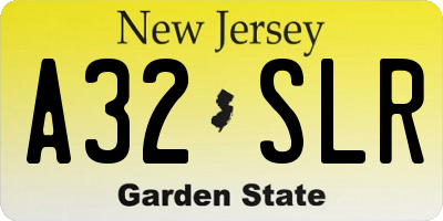 NJ license plate A32SLR